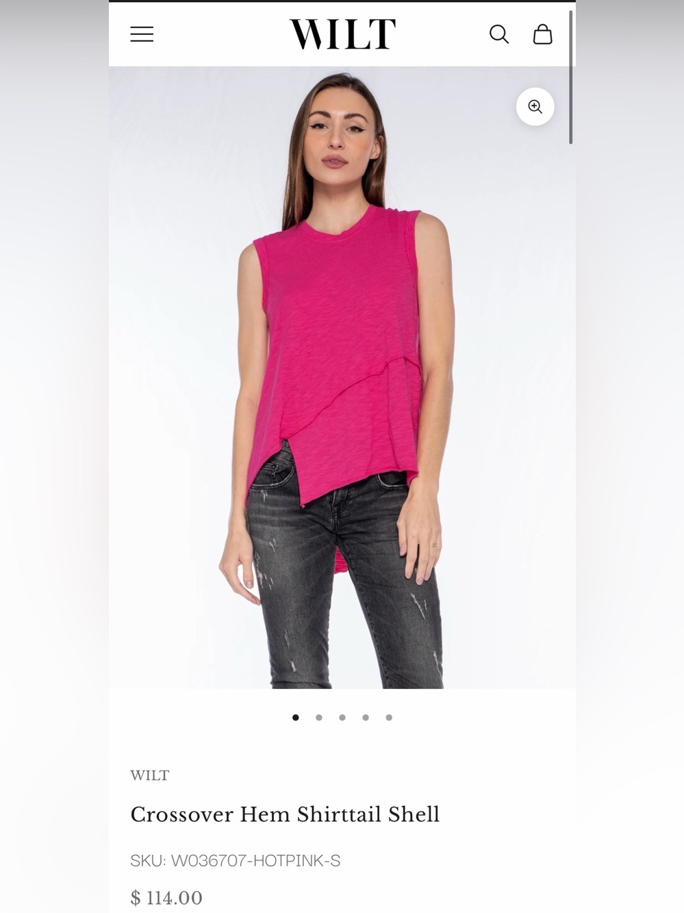 Wilt Sleeveless Asymmetrical Tank Top - Hot Pink